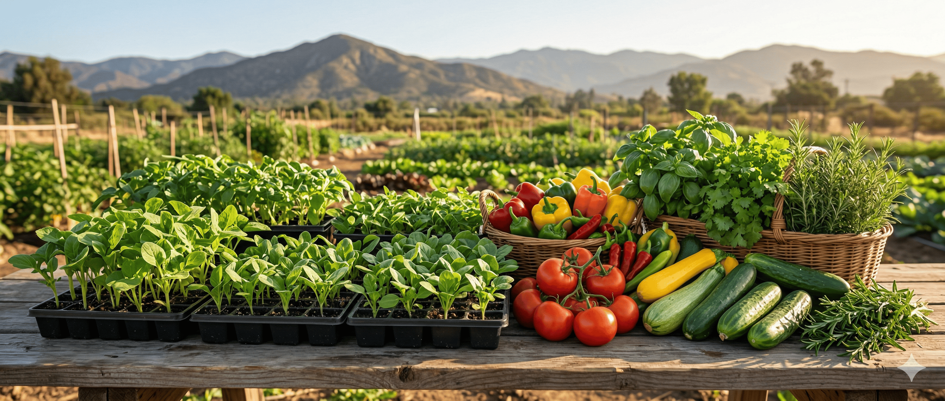 Vegetable seedlings and fresh vegetables grown in the Inland Empire